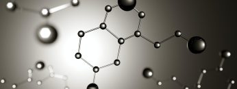 3d illustration. Model of serotonin molecule, Hormone of Happiness