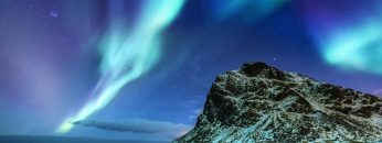 Northern Lights in the Lofoten Islands, Norway.
