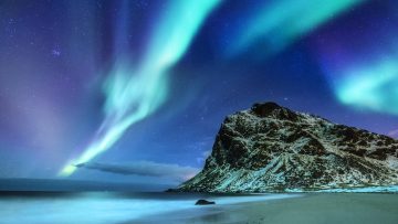 Northern Lights in the Lofoten Islands, Norway.